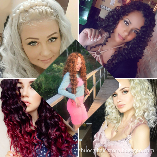 Deep Wave Crochet Braids Hair High Temperature Synthetic Braiding Hair Brown Red Color Bulk Braids Hair Extensions